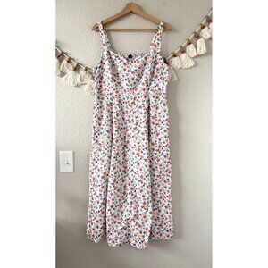 Old Navy Linen Blend Floral Fit&Flare Midi Dress Coquette Cottage Feminine L